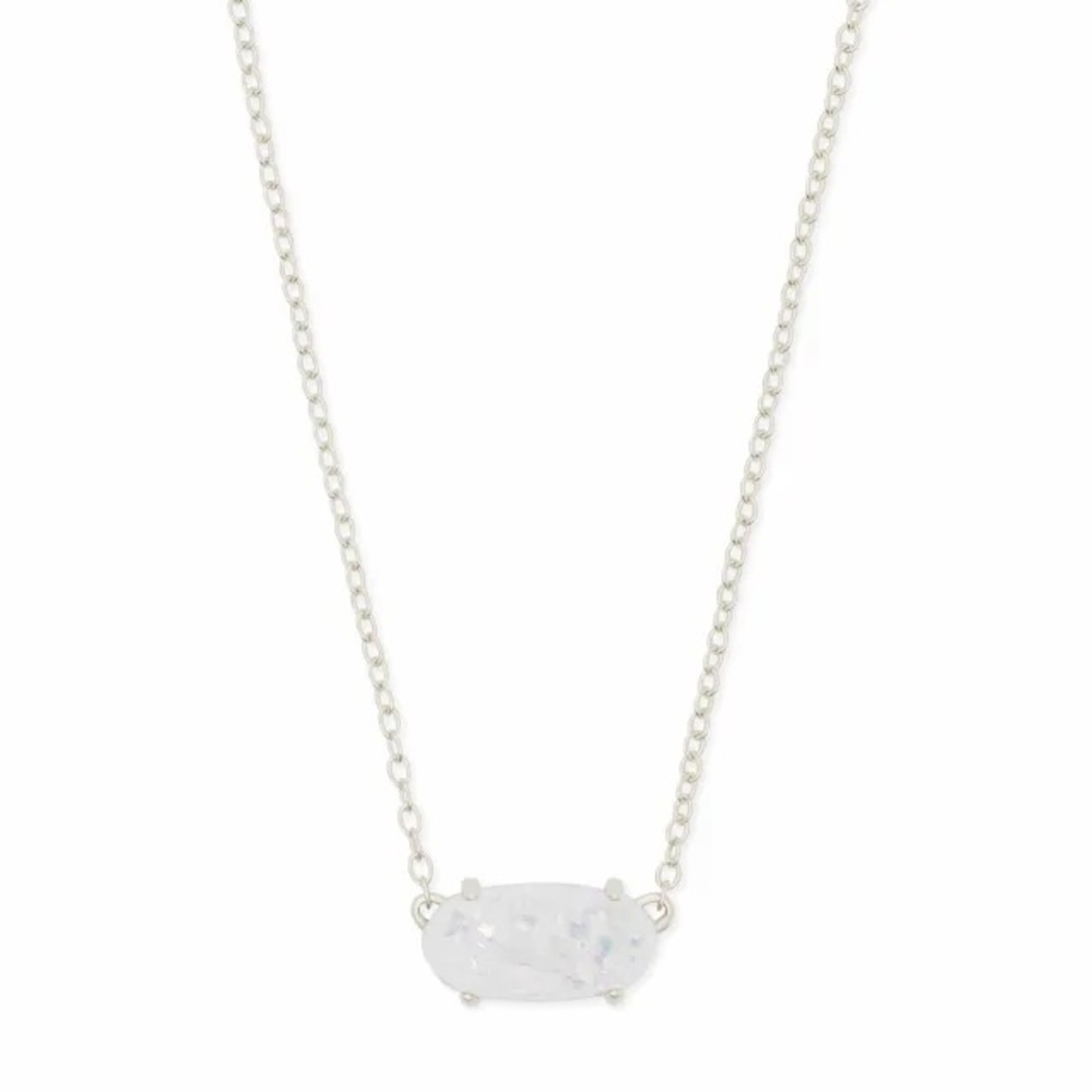 Kendra Scott Silver Ever Necklace in White Kyocera Opal